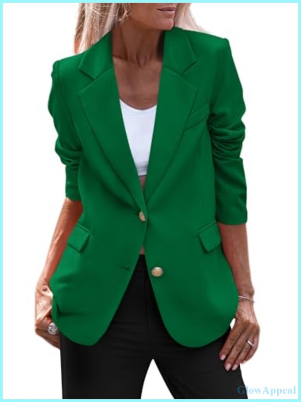 Women's Notch Lapel Blazer Long Sleeve Business Casual Work Jacket